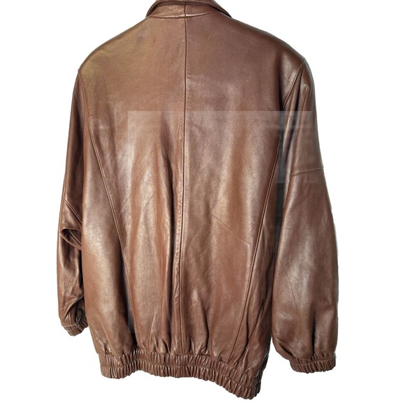 Vintage Positano Pelle Men’s80 90s Y2K Leather Jacket Brown Retro Zip Up - Picture 2 of 10